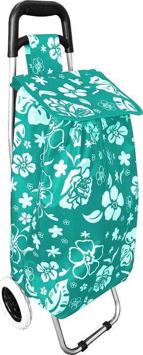 Produktbild Mojawo Einkaufstrolley Mint mit Blumenmuster + Rädern / klappbar