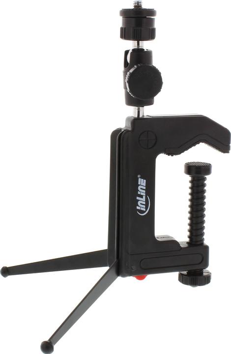 Immagine prodotto InLine ® Treppiede da tavolo 190mm con morsetto a vite, nero con testa a sfera (Metallo, Materiale sintetico)