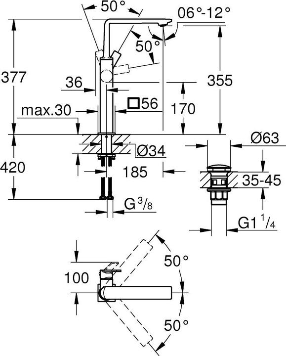 Produktbild Grohe ALLURE Waschtisch Armatur, XL-Size chrom, für freistehende Waschschüsseln