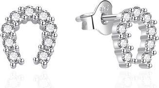 Agato - Shiny silver earrings Horseshoe AGT-E141PW