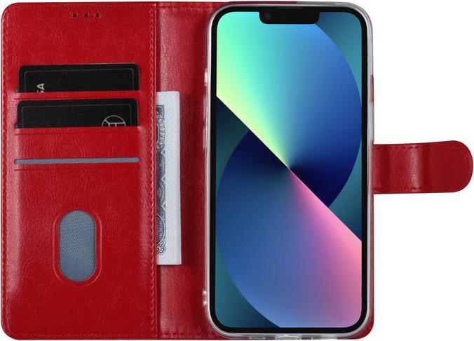 Actual product image UNIQ Accessory Case iPhone 13 - Book Case faux leather red with 3 card slots No.179.2 (Apple iPhone 13, Apple iPhone 16)