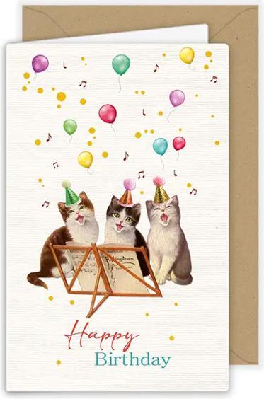 Image du produit Quire Carte d'anniversaire Joyeux anniversaire 3 petits chats (1 pcs)