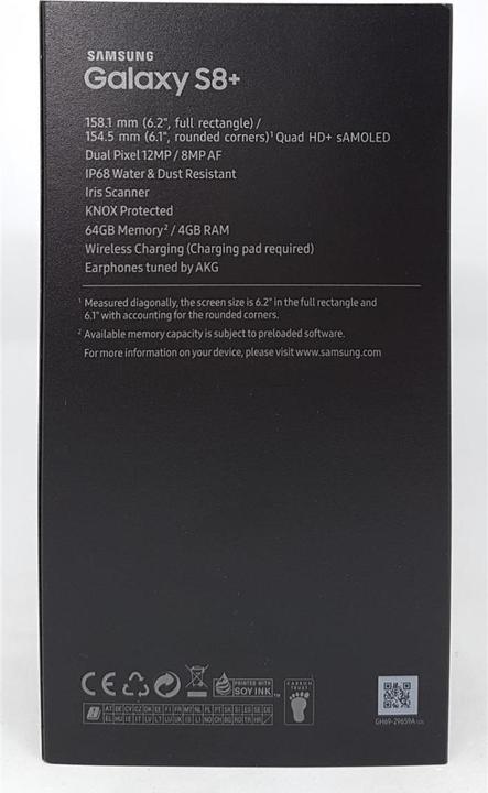 Actual product image Samsung Galaxy S8+ (64 GB, Midnight Black, 6.20", Single SIM, 12 Mpx, 4G)