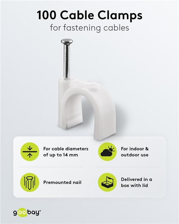 Actual product image Goobay Cable clamp, white max. cable diameter : 14.0 mm