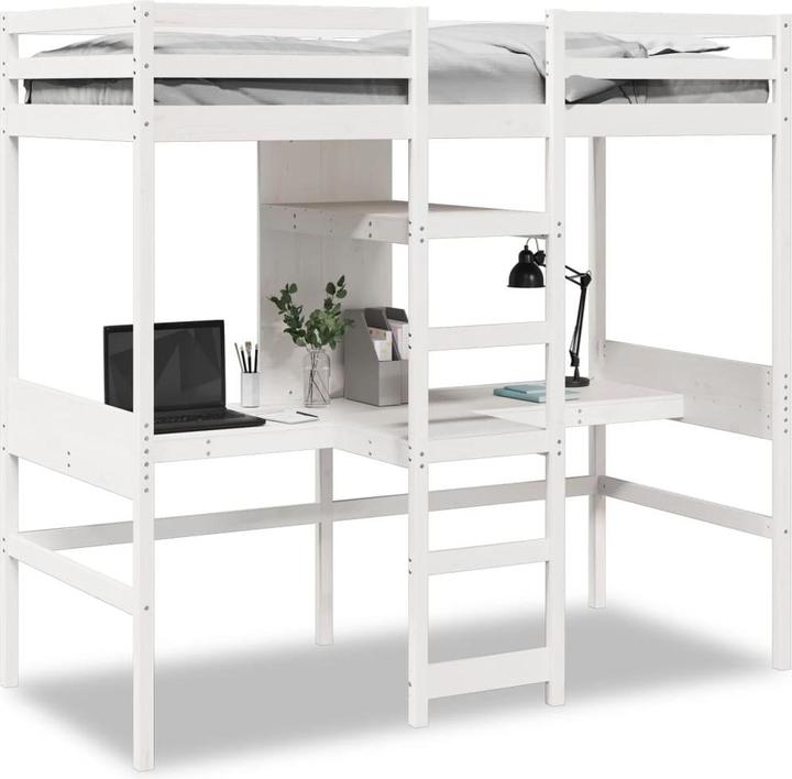Image du produit VidaXL Lit mezzanine avec bureau & rangements (90 x 200 cm)