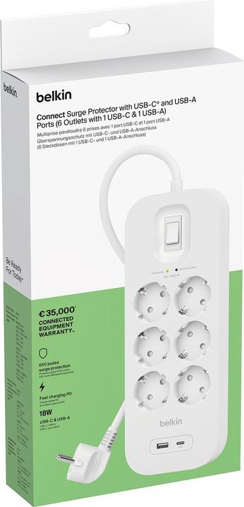 Actual product image Belkin Surgemaster surge protection (6 x, CEE 7/3, 2 m)