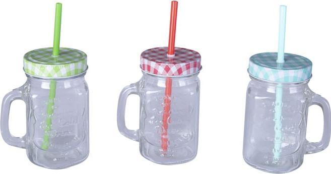 Produktbild MICA Living Trinkglas mit Deckel und Trinkhalm - 450 ml - 1 Stück (0.45 l)
