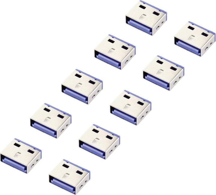 Actual product image Renkforce USB Port Lock RF-4695230 Set of 10 Silver-Blue RF-4695230