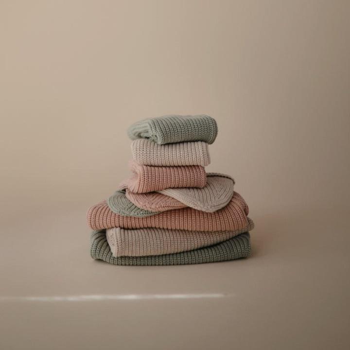 Actual product image Mushie Chunky Knit Beanie - Beige (68)