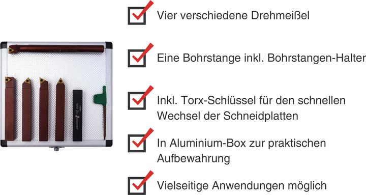 Produktbild Paulimot Drehmeissel-Set mit Wendeplatten, 14 mm, inkl. Bohrstange Ø 12 mm (14 mm)