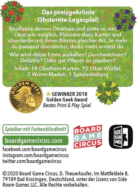 Produktbild Board Game Circus BGC19557 - Obsthain, Brettspiel, für 1 Spieler, ab 10 Jahren (DE-Ausgabe) (Deutsch)