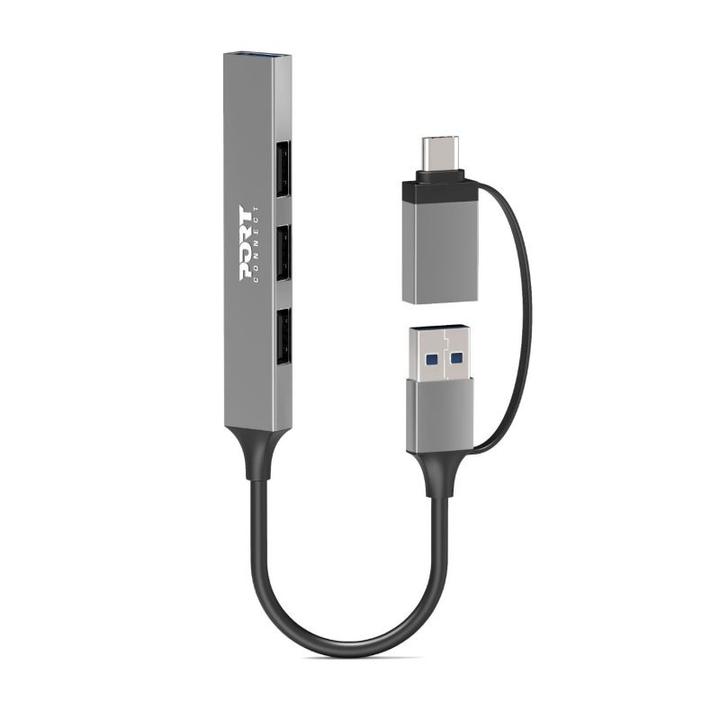 Port Designs Hub USB 4 Ports Slim Combo For