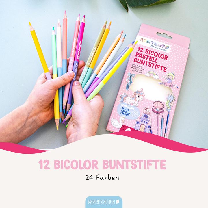Produktbild Papierdrachen 12 Bicolor Buntstifte pastell (12 x)