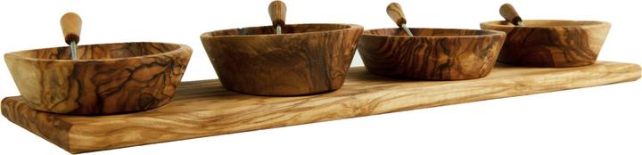 Produktbild Natura Punto Partyset Olive, 1 rechteckiges Brett, 4 ovale Schalen, 4 Gabeln