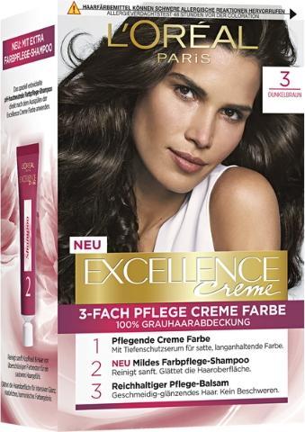 L'Oréal Paris 3-Fach Pflege Creme Farbe (3 Dunkelbraun, 3-Fach Pflege Creme Farbe)