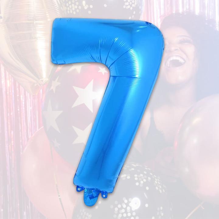 Produktbild Hermex Zahlenballon Zahl 7 Folienballon Geburtstagsparty Ballon Blau 40cm (1 x)