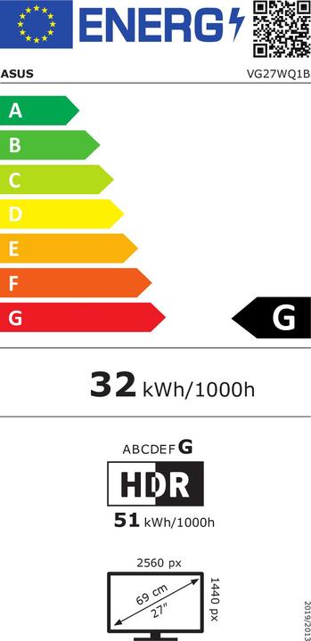 Energy Label ASUS TUF Gaming VG27WQ1B (2560 x 1440 pixels, 27")