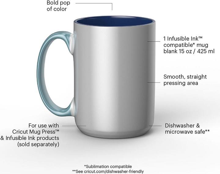 Image du produit Cricut Tasse Infusible Ink Ocean 425 ml, Blanc/Bleu (425 ml, 1 x)
