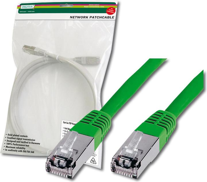 Produktbild Digitus CAT 5e SF-UTP Patchkabel Cu PVC AWG 26/7 Länge 2 m Farbe Grün (FTP, CAT5e, 2 m)