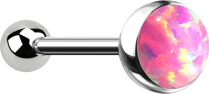 Actual product image Star Piercing Micro Threadless Barbell silber mit Kugel und Halbkugel Opal pink (without brass, Titanium G23)