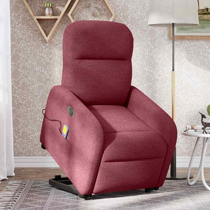 Immagine prodotto VidaXL Poltrona massaggiante elettrica con ausilio per l'assistenza in piedi in tessuto rosso vino