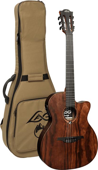 Actual product image Lâg Guitars Sauvage-N-Asce (Semi acoustic guitar, Brown Brankowood (pinus radiata), Khaya, Pale Brankowood, Smoked Eucalyptus Rough Sawn Finish)