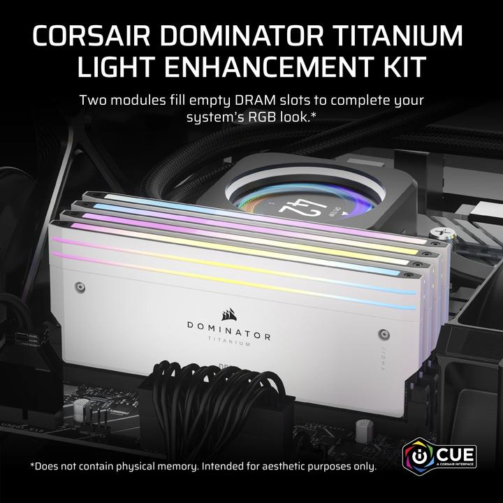 Image du produit Corsair DOMINATOR Titanium Light Enhancement Kit, 2-up config, Functional LEDs, White Heatsink, no DRAM ICs (Multicolore)