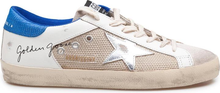 Golden Goose super star in suede and fabric white and bluette color (44)