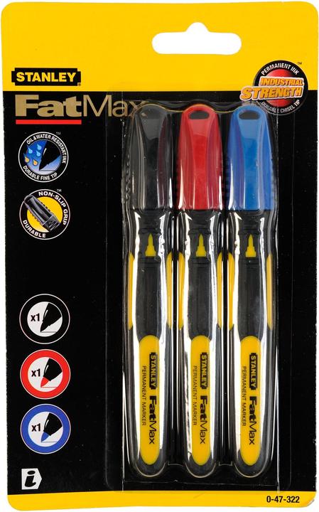 Actual product image Stanley Permanent marker colored fine 3 pack (Black/red/blue, 3 x)