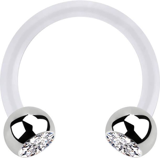 Produktbild Star Piercing Micro Circular Barbell transparent mit zwei Kugeln silber Kristall silber (Chirurgenstahl 316L, Bioflex, ohne Messing)