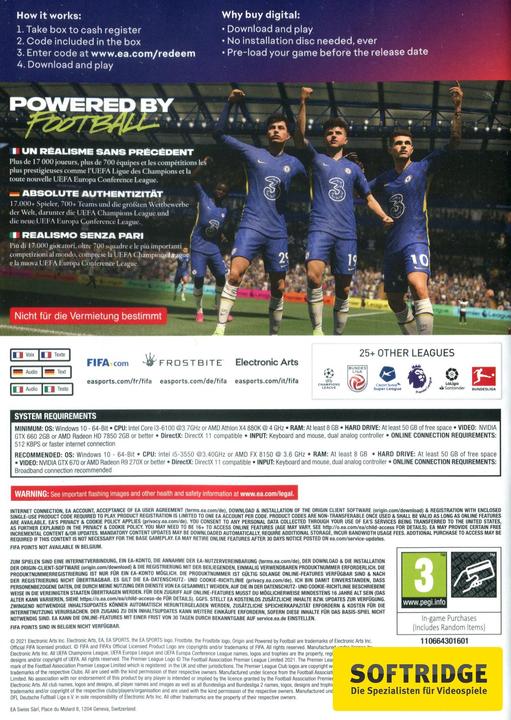 Immagine prodotto EA Games FIFA 22 - Codice in scatola (PC, Multilingue)