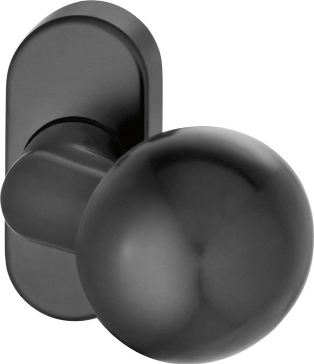 FSB Door knob Door knob on rosette, riveted door handle aluminium black matt (Door knob)
