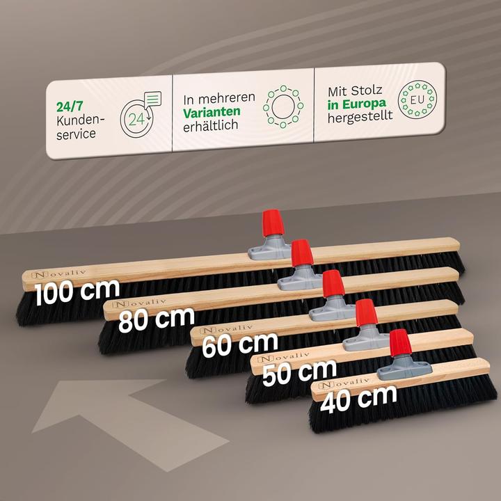 Produktbild Novaliv 2X Saalbesen 40 cm mit Stiel Borsten Rosshaarbesen Besen fein Ideal als Werkstattbesen mit S (1 Stk.)