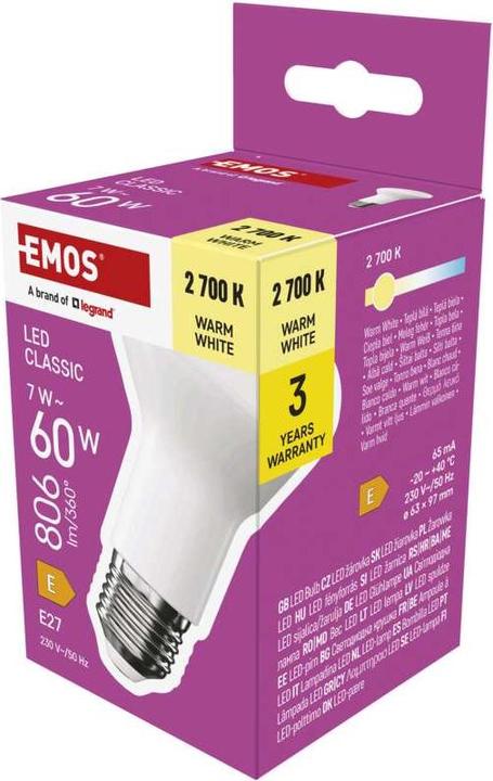Produktbild Emos LED Lampe Classic R63 / E27 / 7 W (60 W) / 806 lm / Warmweiss (E27, 7 W, 806 lm, 1 x, E)