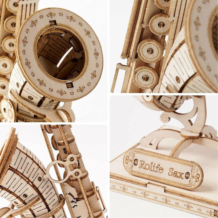 Actual product image Robotime Rolife 3D wooden puzzle saxophone 136 pieces (136 pieces)