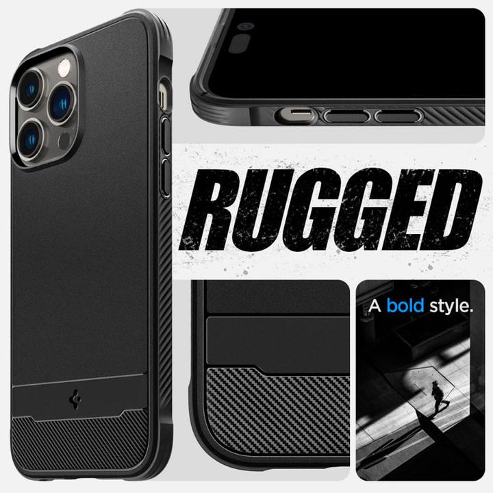 Actual product image Spigen Rugged Armor Mag Magsafe Iphone 14 Pro Matte Black (Apple iPhone 14 Pro)