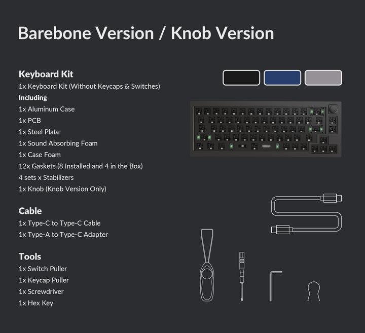 Immagine prodotto Keychron Q2 Barebone Versione con manopola (Barebone, Cablato)