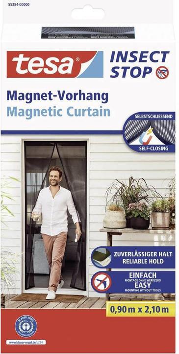 Actual product image tesa Insect screen magnetic curtain for balcony and patio doors, self-closing, mounting without drilling (90 x 210 cm)