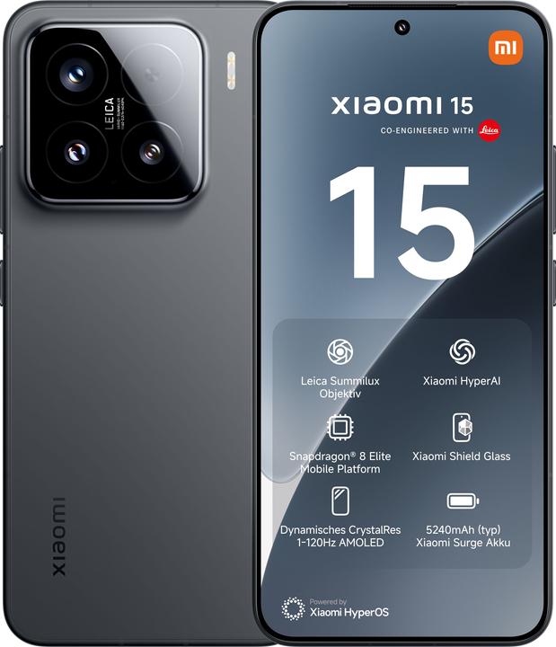 Xiaomi 15 (512 GB, Black, 6.36", Dubbele SIM, 50 Mpx, 5G)