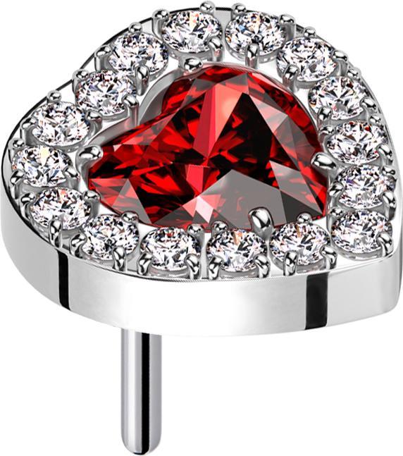 Immagine prodotto Star Piercing Cuore di cristallo argento Threadless con cristalli rossi argento (Titanio G23, senza ottone)