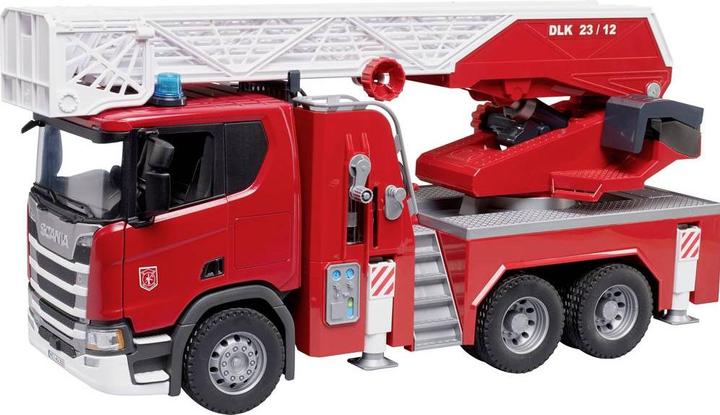 Produktbild Bruder Scania Super 560R Feuerwehr mit Drehleiter, Wasserpumpe, L+S Modul