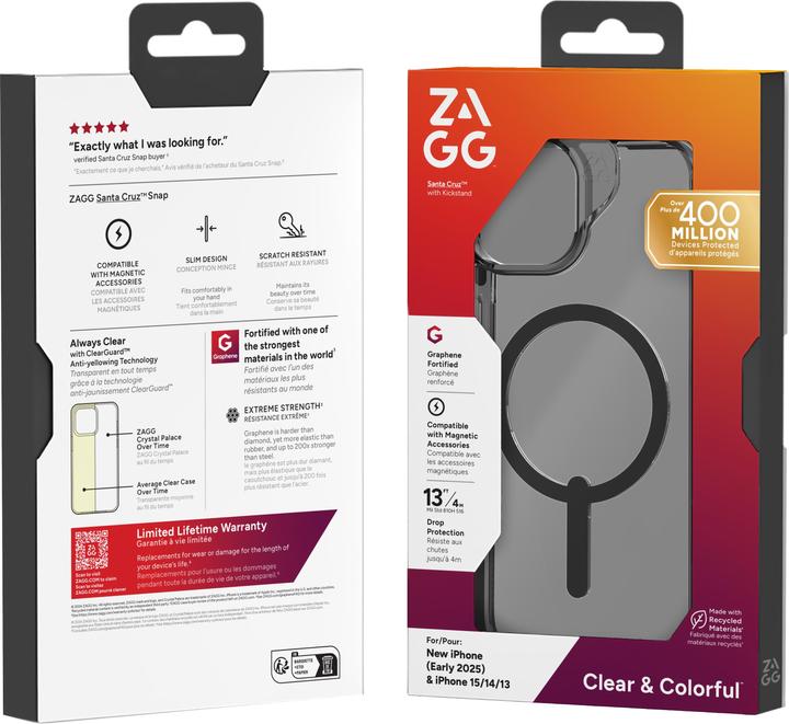 Actual product image Zagg Santa Cruz Snap Case iPhone 16e/15/14/13 Black (Apple iPhone 16e)