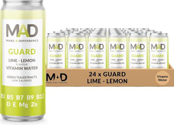 Image du produit MAD Caisse d'eau vitaminée GUARD Lime & Lemon (24 x 33 cl)