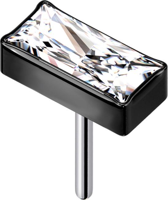 Immagine prodotto Star Piercing Rettangolo Threadless in cristallo nero argento (Titanio G23, senza ottone)