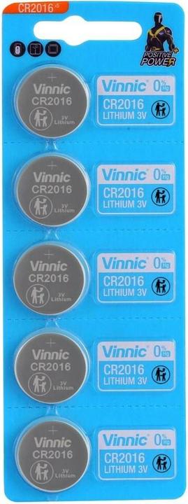 Vinnic CR2016 - 5 Knopfzellen (5 Stk., CR2016)