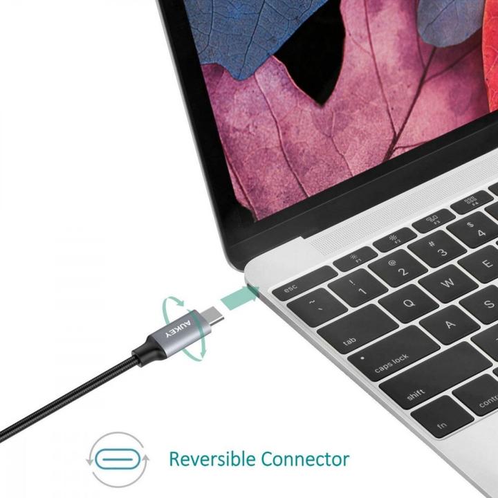 Produktbild Aukey CB-CD6 Quick Charge USB C - USB C Nageloninis Kabel | 2m | 3A | 60 W PD | 20V (2 m, USB 3.1, 60 W)