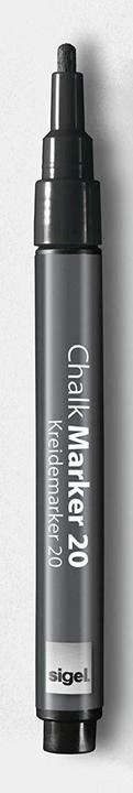 Produktbild Sigel Kreidemarker 20 Rundspitze (Schwarz, 2 mm, 2 x)