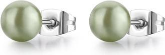 Sagapo S'Agapõ - Charming steel earrings with a green pearl Wisdom SWI29