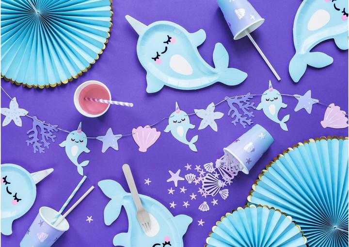 Produktbild Partydeco Einwegbecher Narwal 220 ml, 6 Stück, Hellblau (6 x)