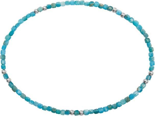 HCA Armband - "Harmony of nature" - Apatit - Edelstahl (17 cm, Edelstein kombiniert mit Kugeln aus Edelstahl)